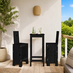 Black Wooden Bar Stools - Durable Outdoor Seating Set