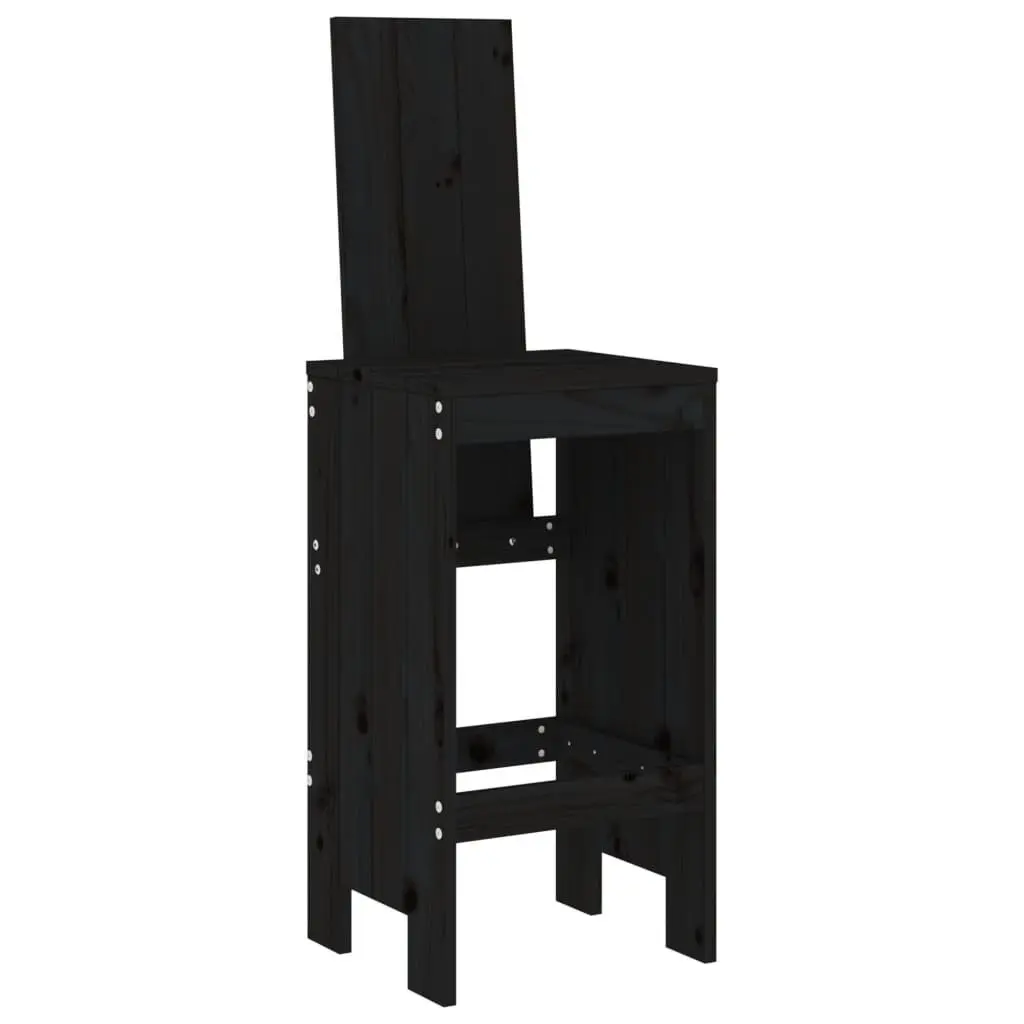 Bar Stools 2 pcs Black Solid Pine Wood 40x42x120 cm