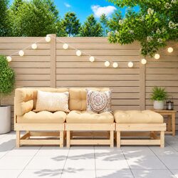 Sturdy 3 Piece Outdoor Garden Lounge Set with Modular Design