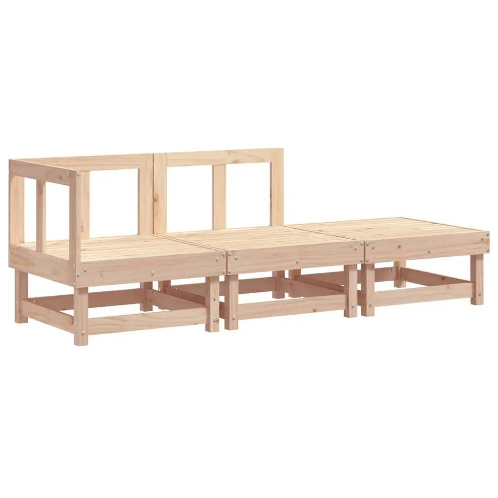 3 Piece Outdoor Garden Lounge Set Solid Pine Wood Modular Sectional Sofa Brown