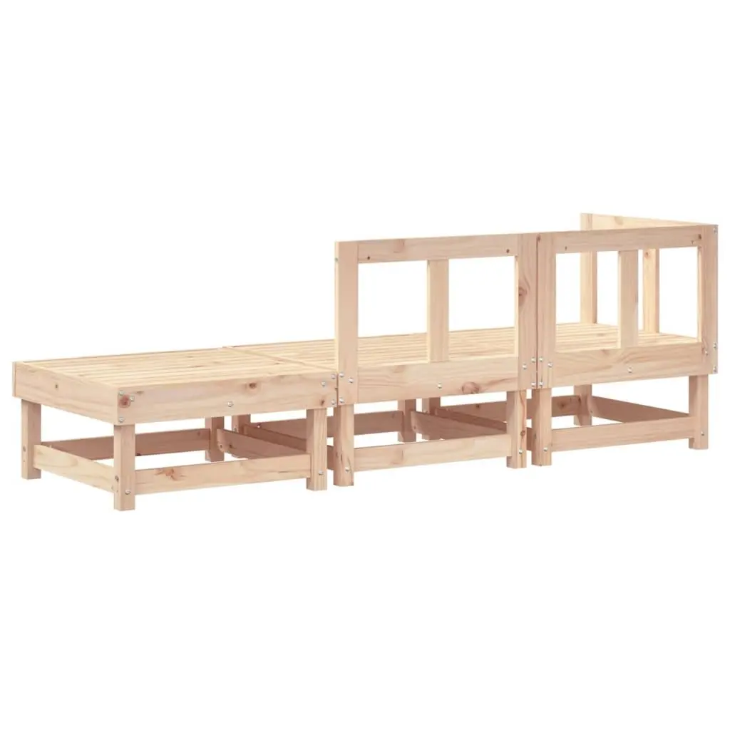3 Piece Outdoor Garden Lounge Set Solid Pine Wood Modular Sectional Sofa Brown