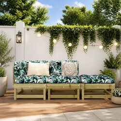 3-Piece Wooden Modular Garden Lounge Set