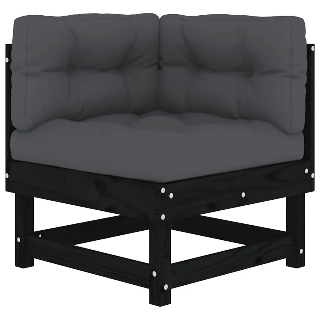 Black Outdoor Corner Sofa with Cushions