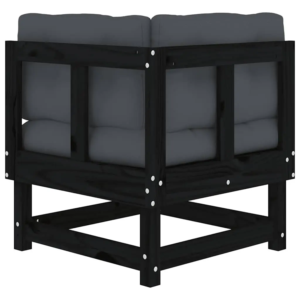 Black Outdoor Corner Sofa with Cushions