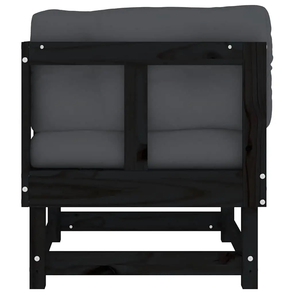 Black Outdoor Corner Sofa with Cushions