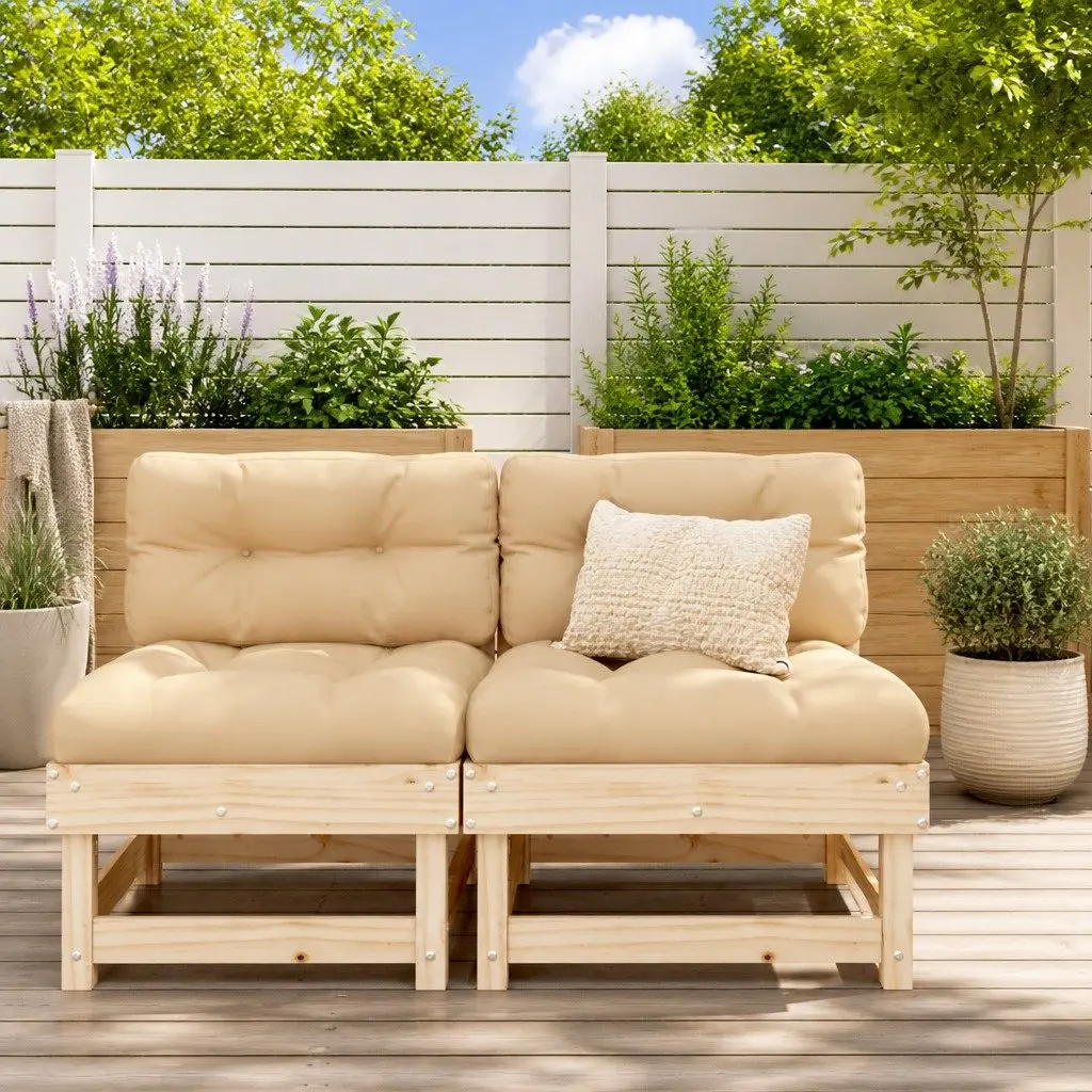 Solid Pine Wood Outdoor Sectional Sofa Middle Unit