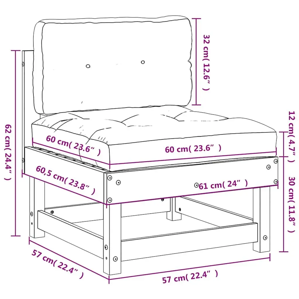 White Pine Middle Sofa Section for Outdoor Use