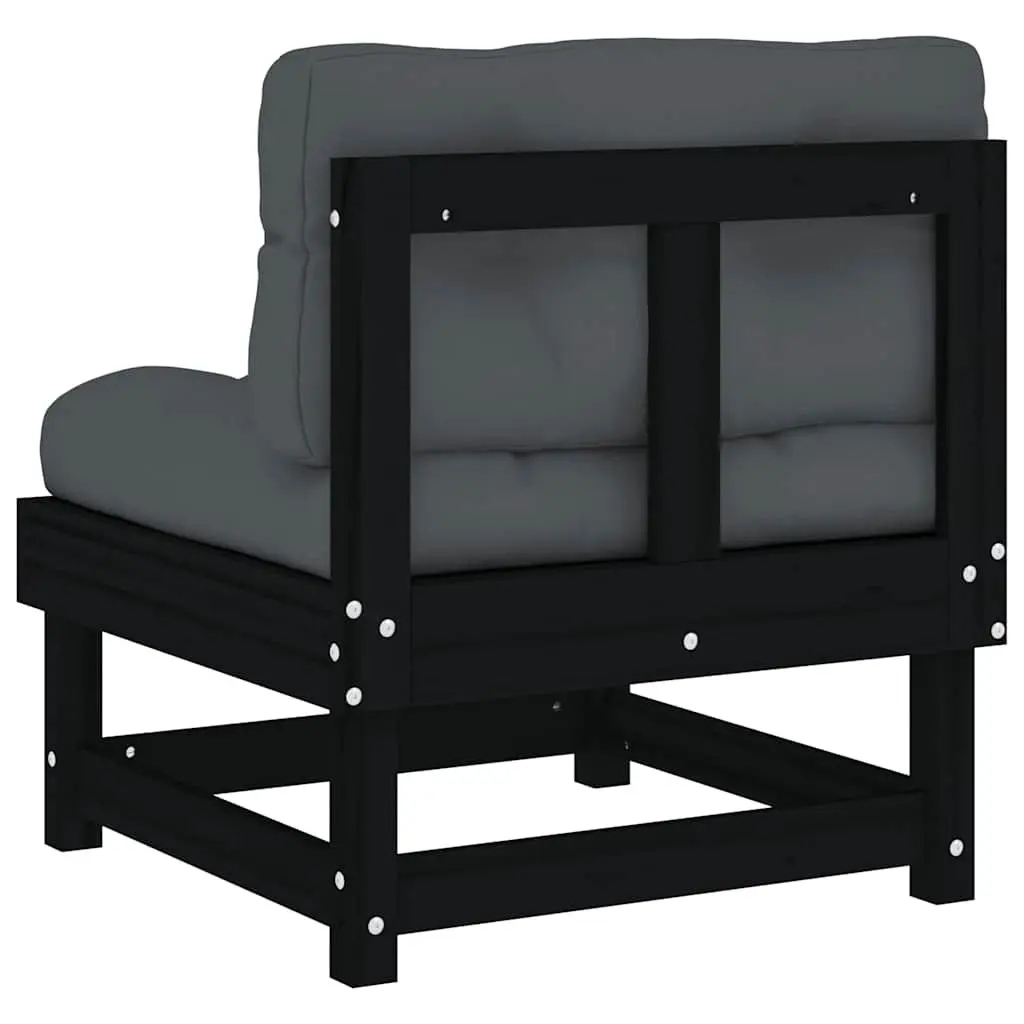 Black Outdoor Middle Sofa with Cushions