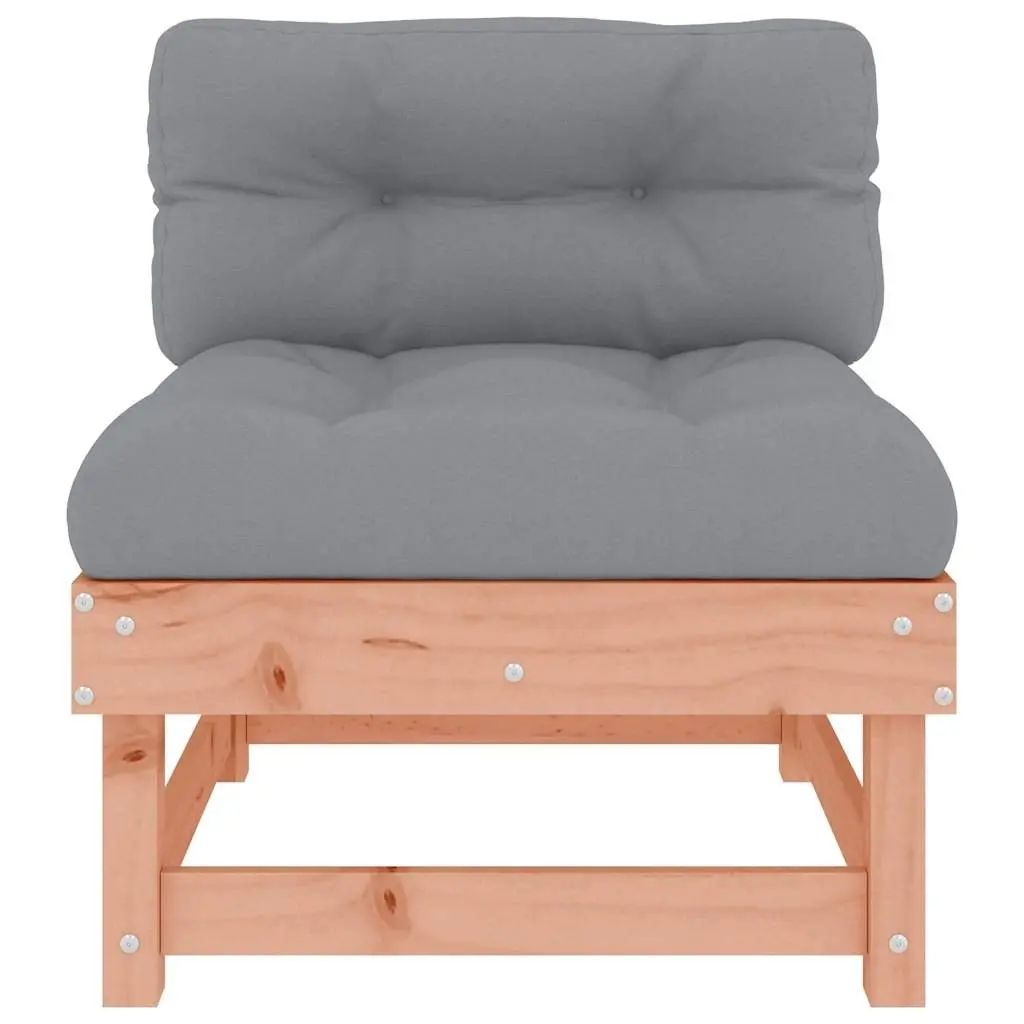 Middle Sofa Solid Douglas Wood Brown Modular Outdoor Seating with Cushions