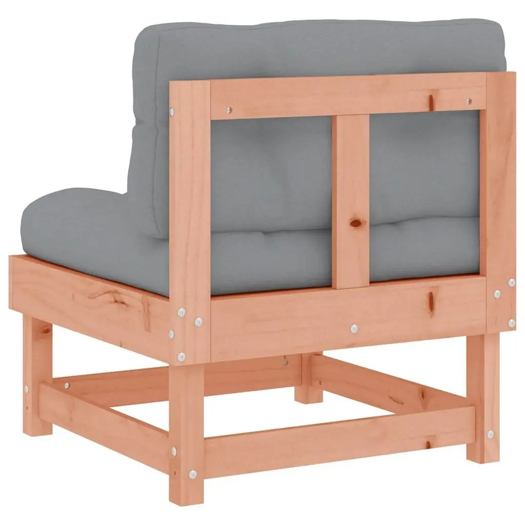Middle Sofa Solid Douglas Wood Brown Modular Outdoor Seating with Cushions