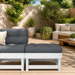 Premium White Garden Footstool with Cushion for Outdoor Relaxation