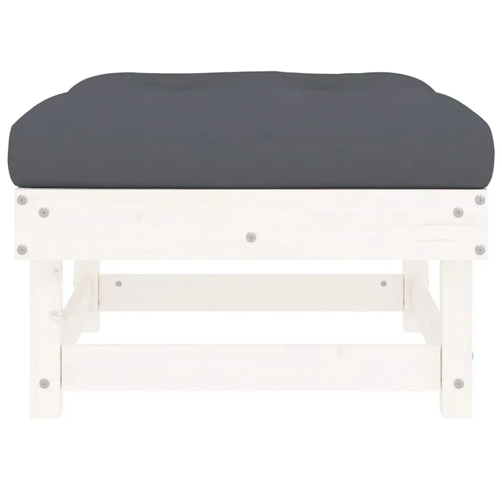 White Garden Footstool with Cushion for Outdoor Relaxation