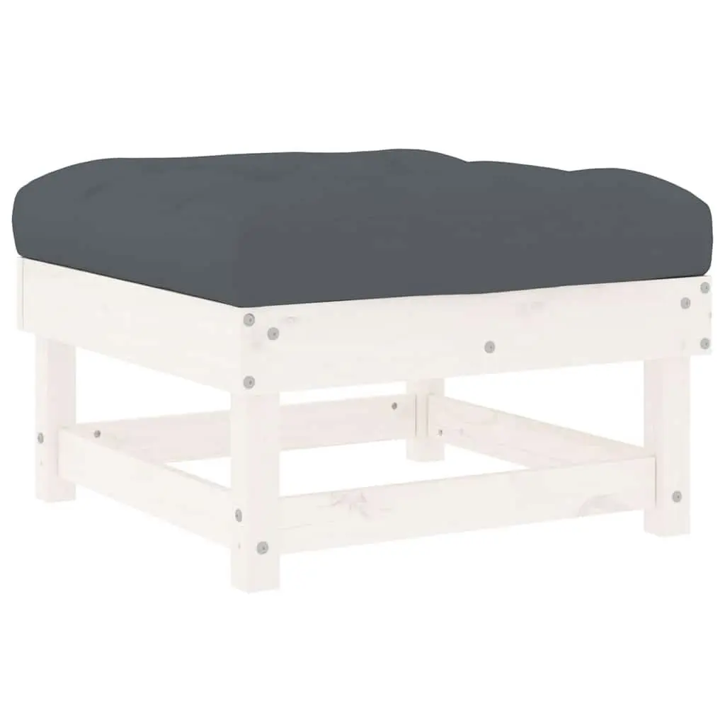 White Garden Footstool with Cushion for Outdoor Relaxation