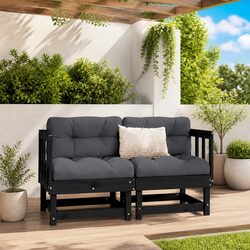 Stylish Black Wooden Corner Sectional Sofa Set