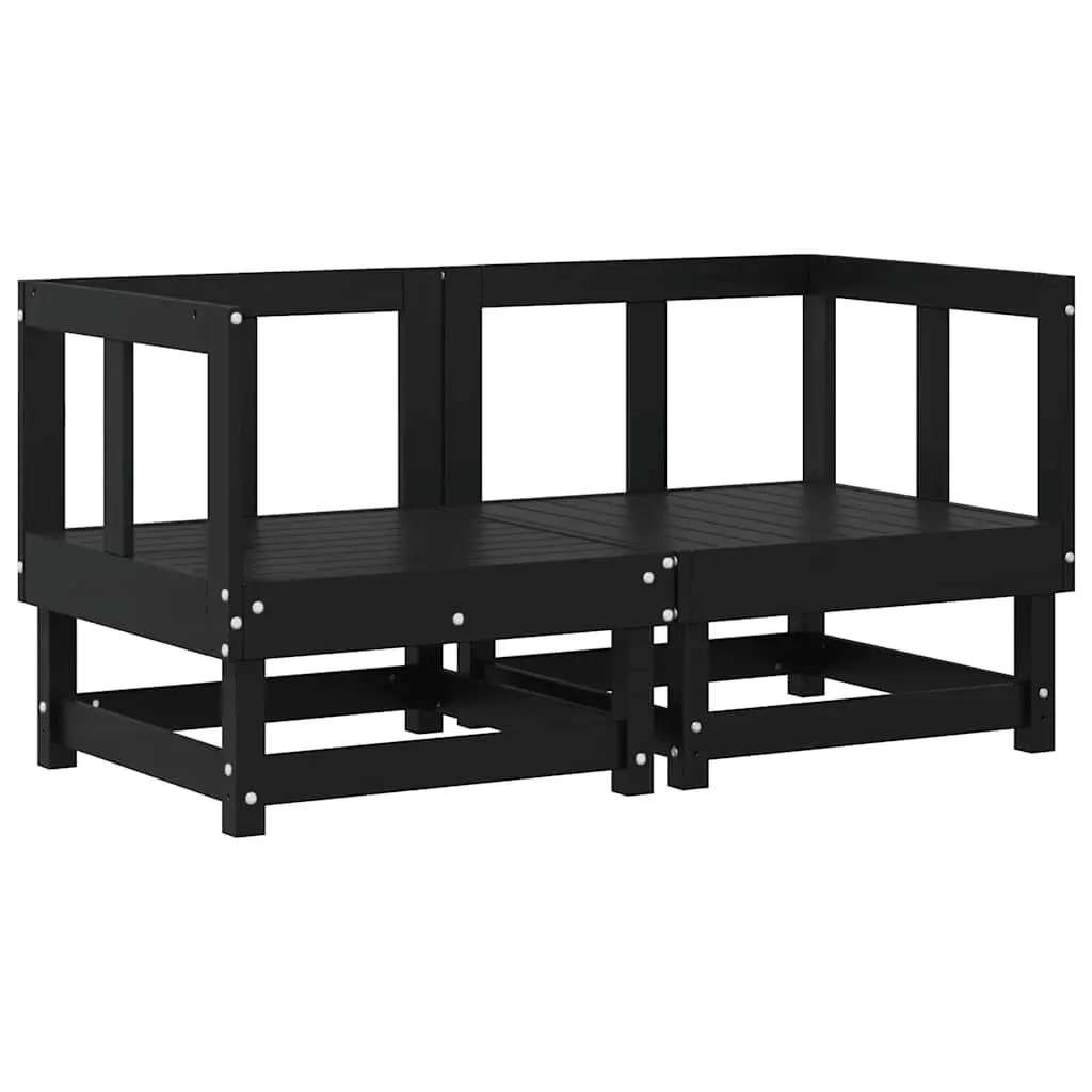 Black Wooden Corner Sectional Sofa Set