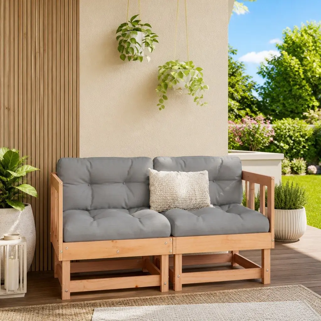 Solid Wood Garden Sectional Seating with Cushions