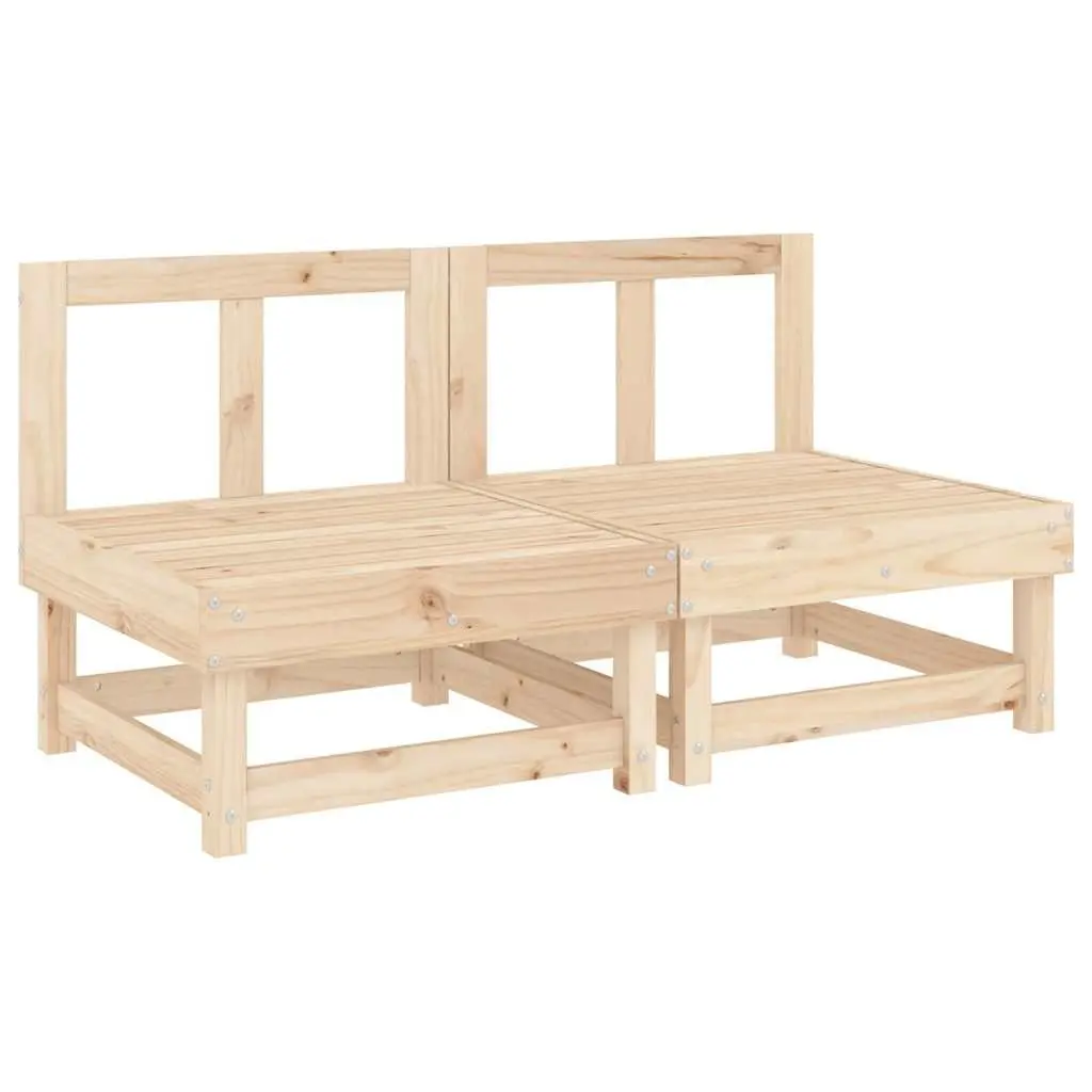 Outdoor Middle Sofas with Cushions 2 pcs Pine Wood