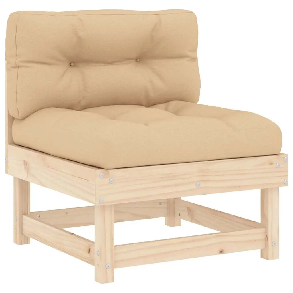 Outdoor Middle Sofas with Cushions 2 pcs Pine Wood