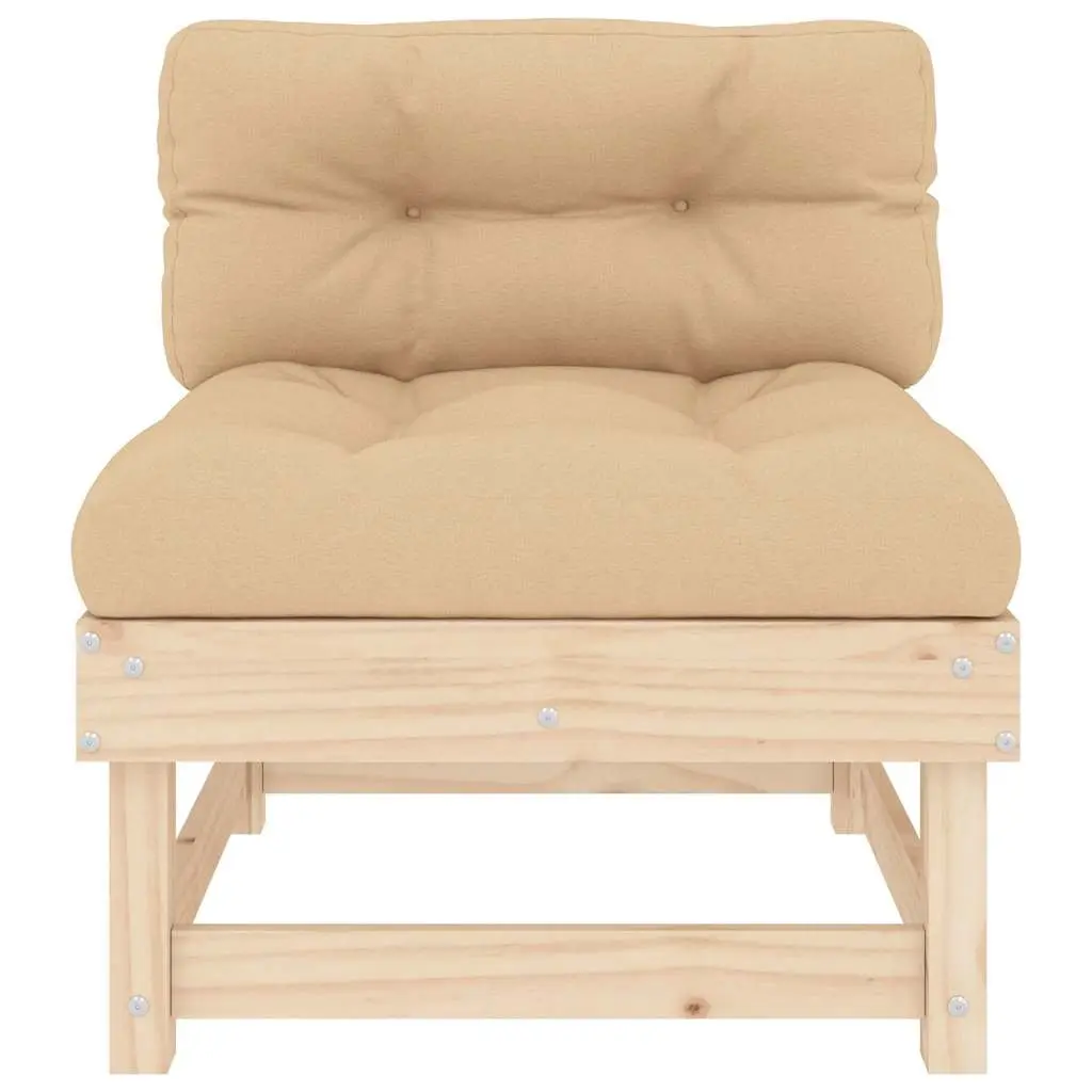 Outdoor Middle Sofas with Cushions 2 pcs Pine Wood