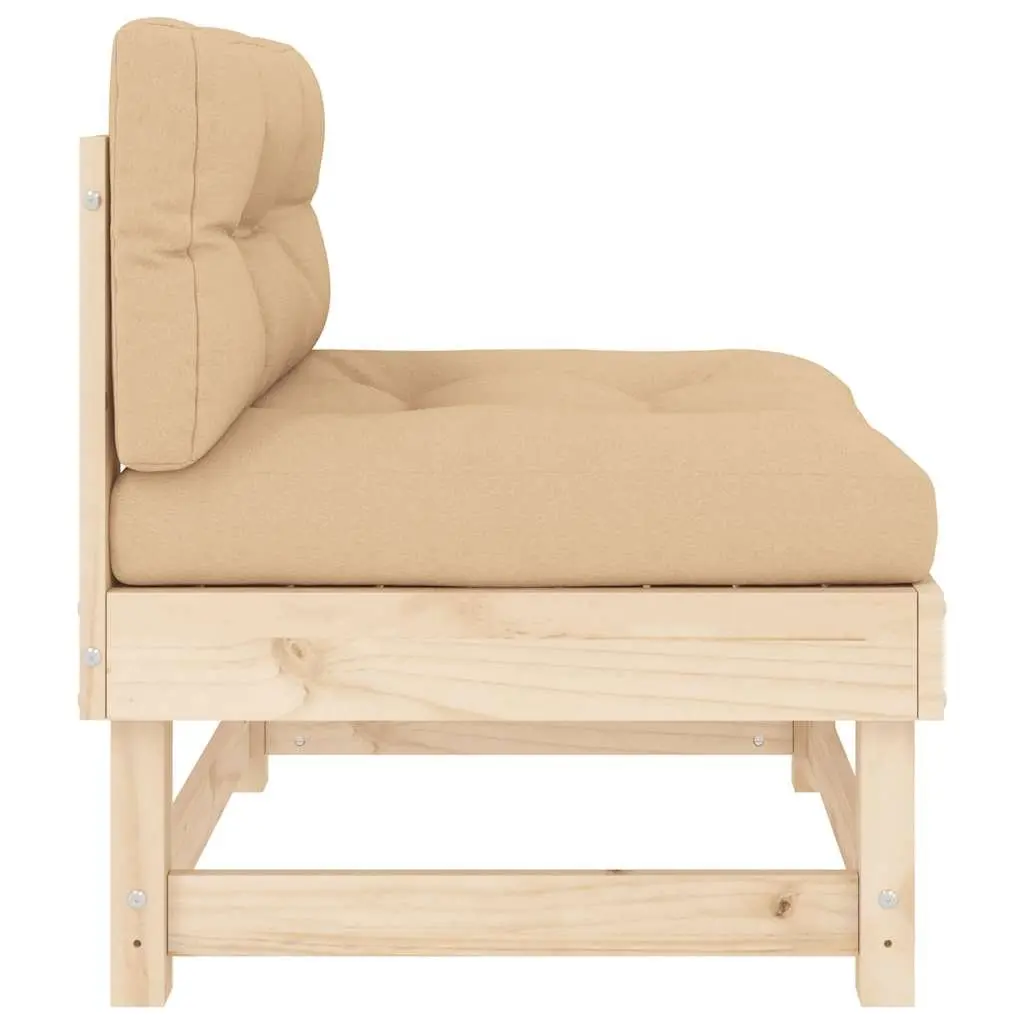 Outdoor Middle Sofas with Cushions 2 pcs Pine Wood