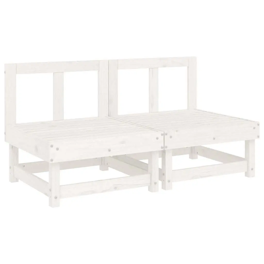 White Solid Pine Wood Outdoor Sectional Middle Sofas