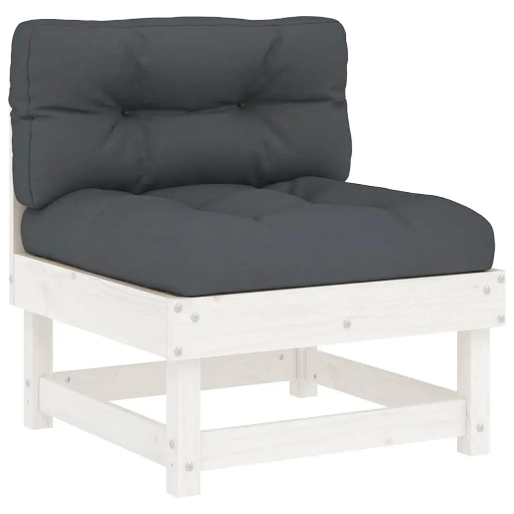White Solid Pine Wood Outdoor Sectional Middle Sofas