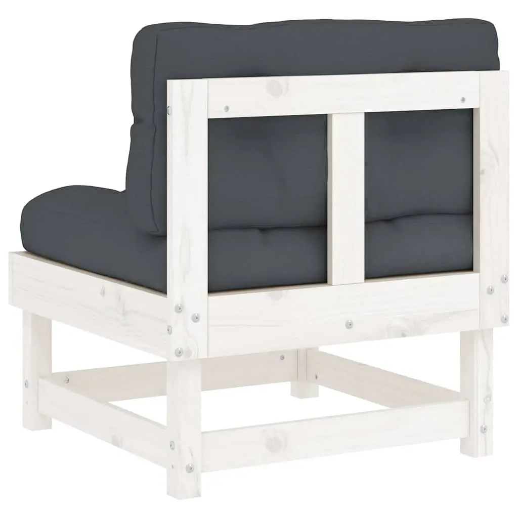White Solid Pine Wood Outdoor Sectional Middle Sofas