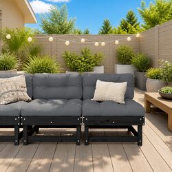 Durable Black Pine Sectional Middle Sofas with Cushions