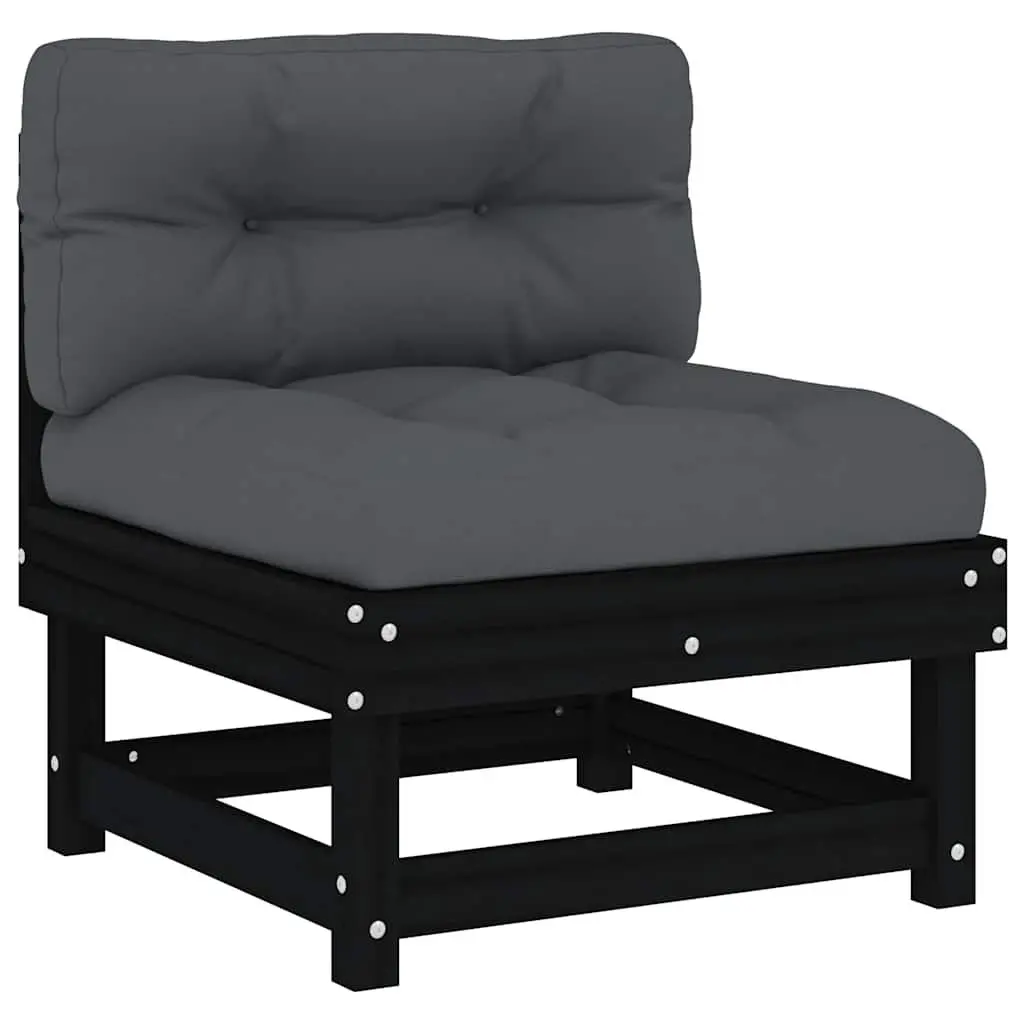 Black Pine Sectional Middle Sofas with Cushions