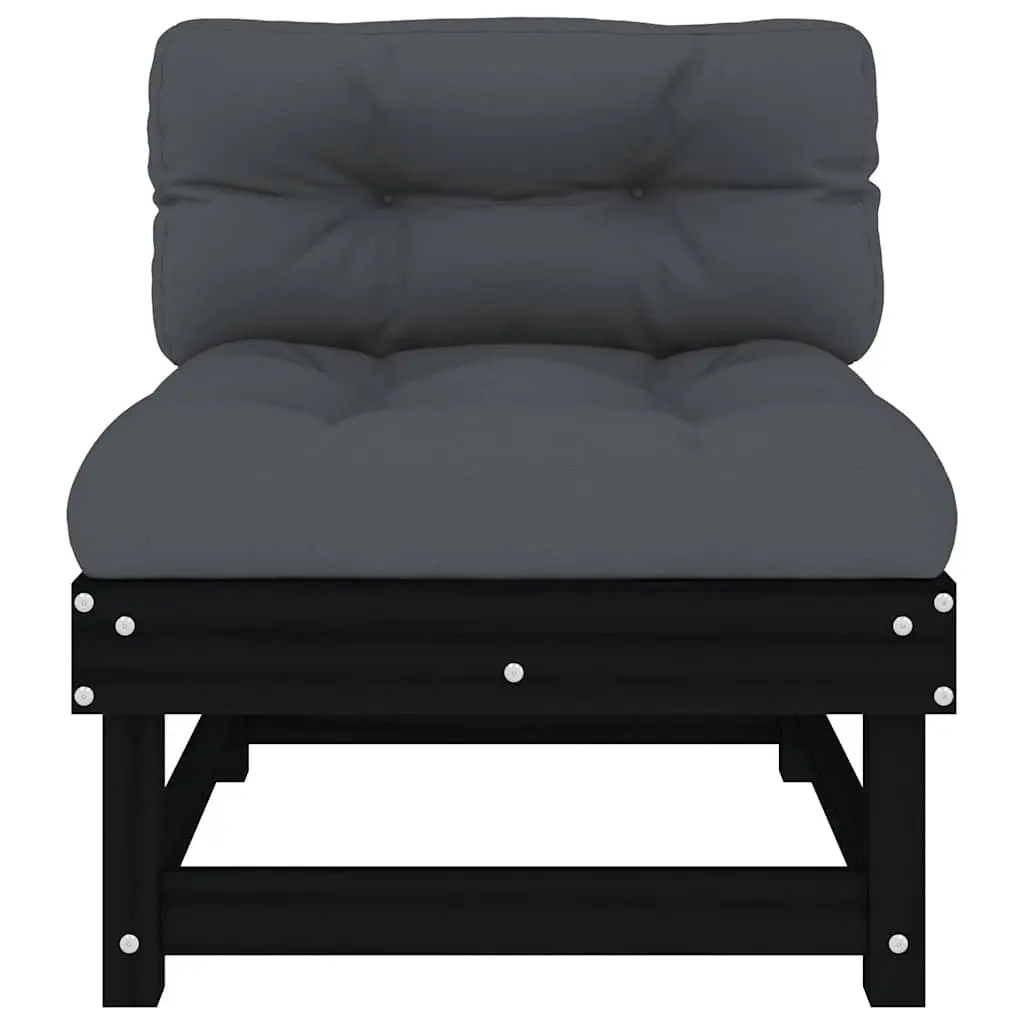 Black Pine Sectional Middle Sofas with Cushions