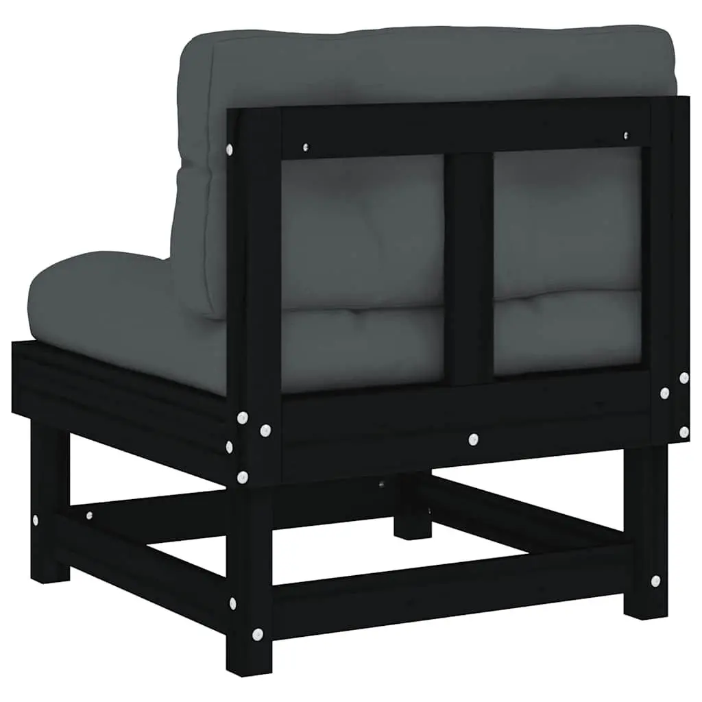 Black Pine Sectional Middle Sofas with Cushions