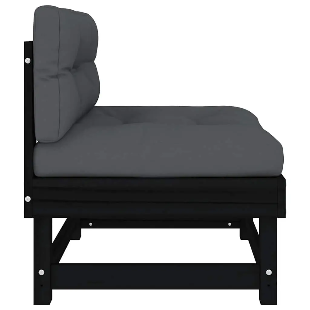 Black Pine Sectional Middle Sofas with Cushions