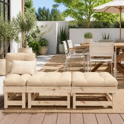 Sturdy Outdoor Garden Footstools with Cushions, Set of 2