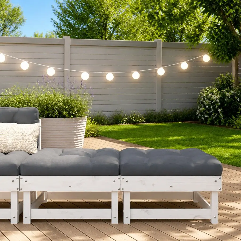 Solid Pine Footstools with Cushions for Outdoors