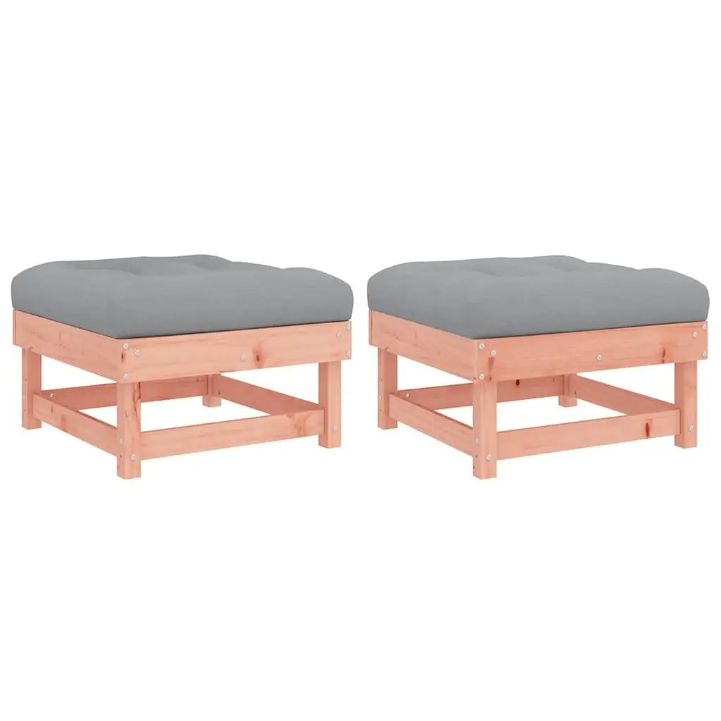 Wooden Garden Footstools with Cushions 2pc Set
