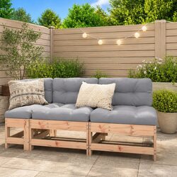 Sturdy Douglas Wood Outdoor Middle Sectional Sofa