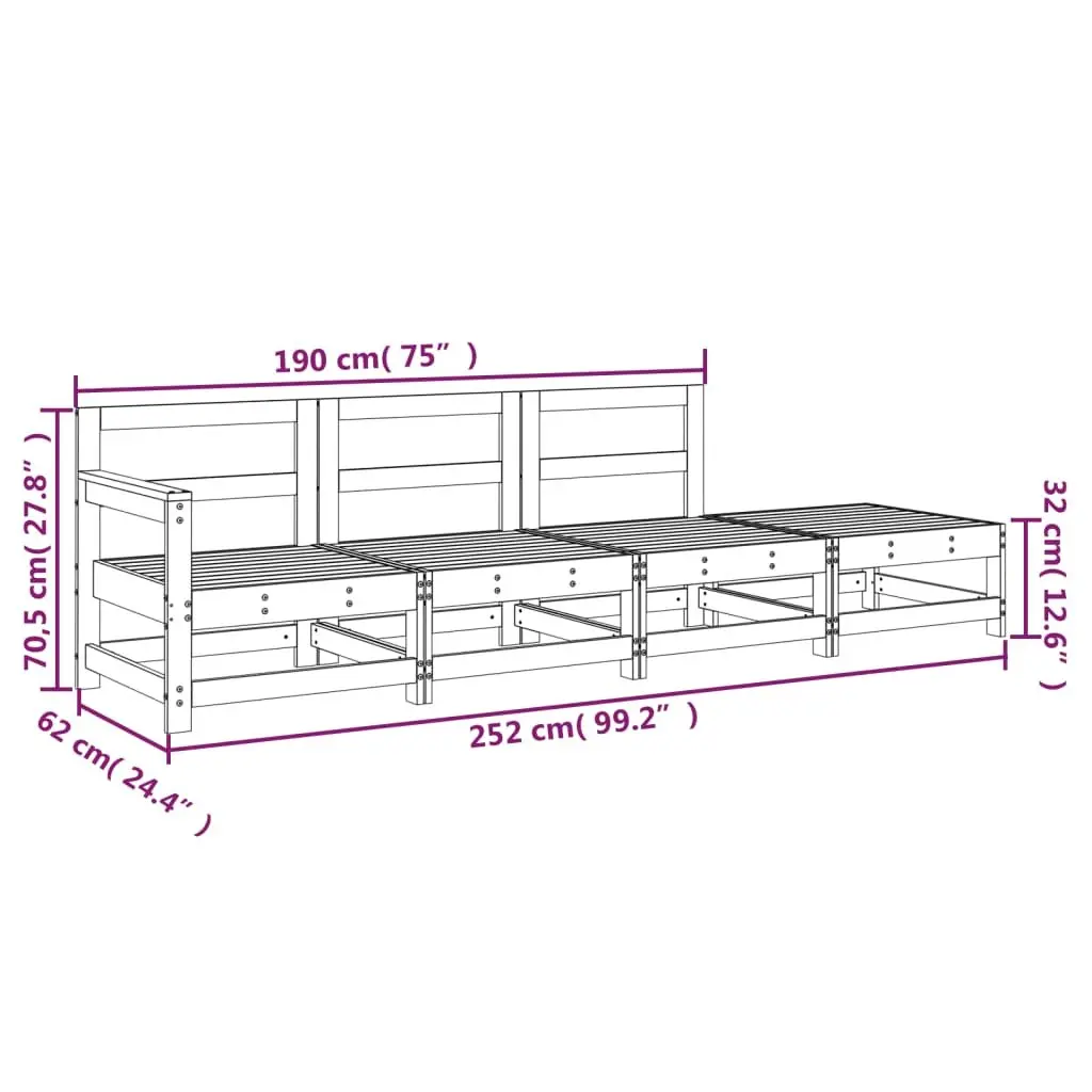 Outdoor Sectional Sofa 4 Piece Garden Lounge Set