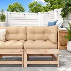 Corner Sofa with Cushions Solid Wood Pine Outdoor Sectional Patio Garden Seating