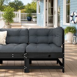 Exceptional Black Pine Corner Sofa with Cushions