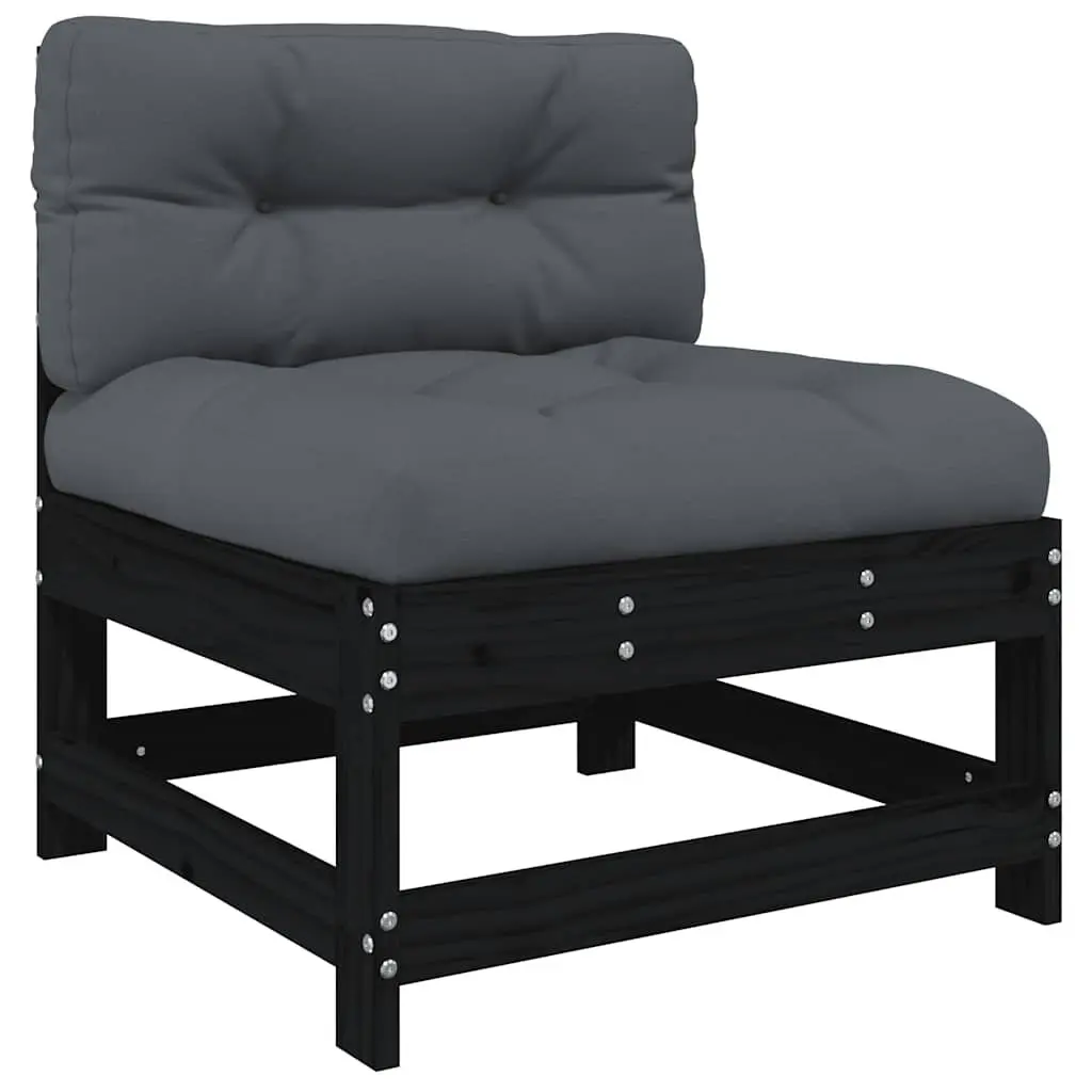 Black Pine Wood Outdoor Middle Sofa Sectional