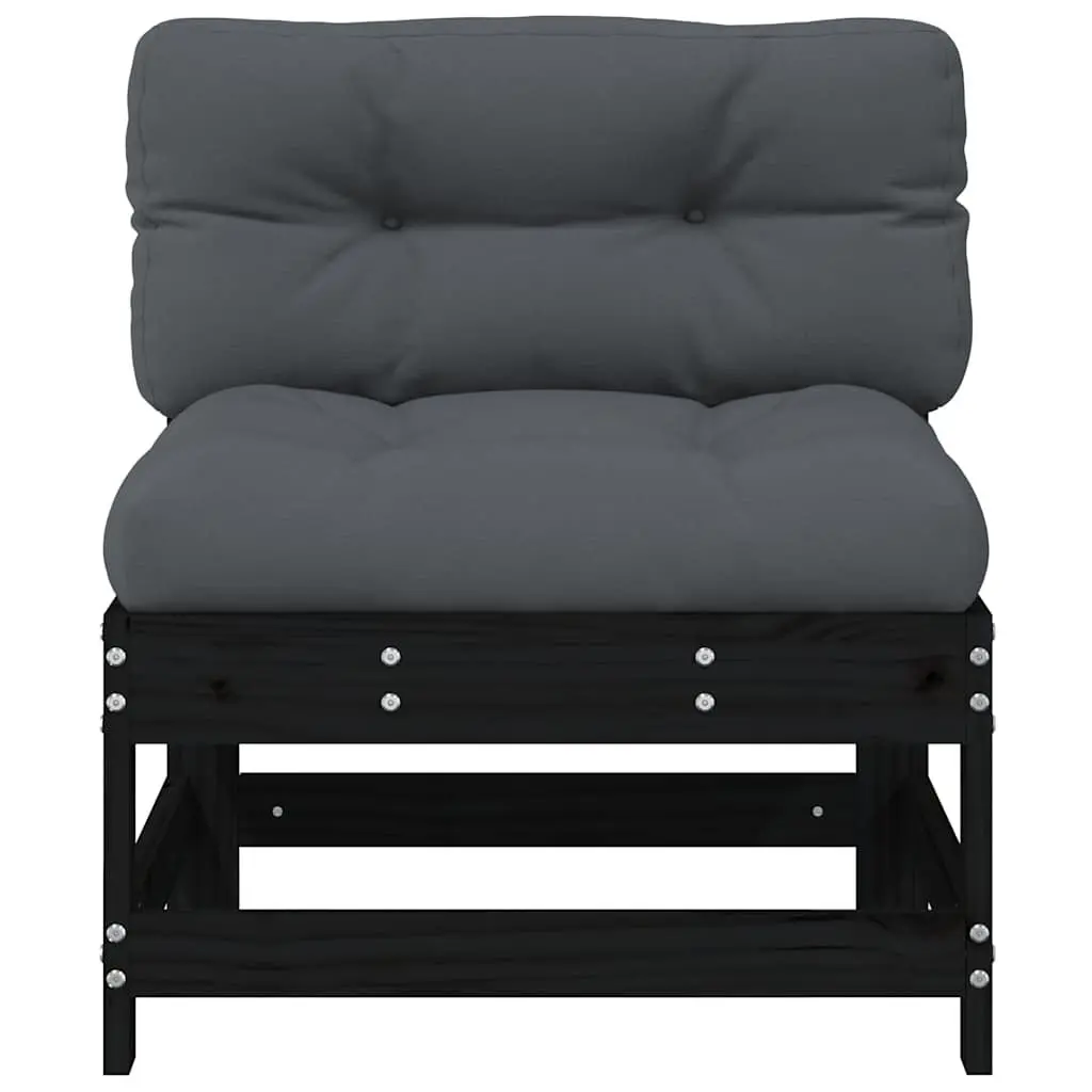 Black Pine Wood Outdoor Middle Sofa Sectional