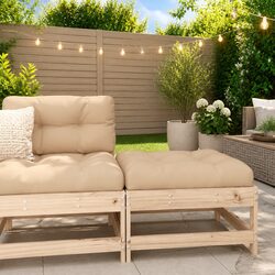 Garden Footstool with Cushion Slatted Design Solid Wood Pine Outdoor Patio