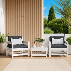 Durable Wooden Outdoor Chairs with Cushions 2 pcs White