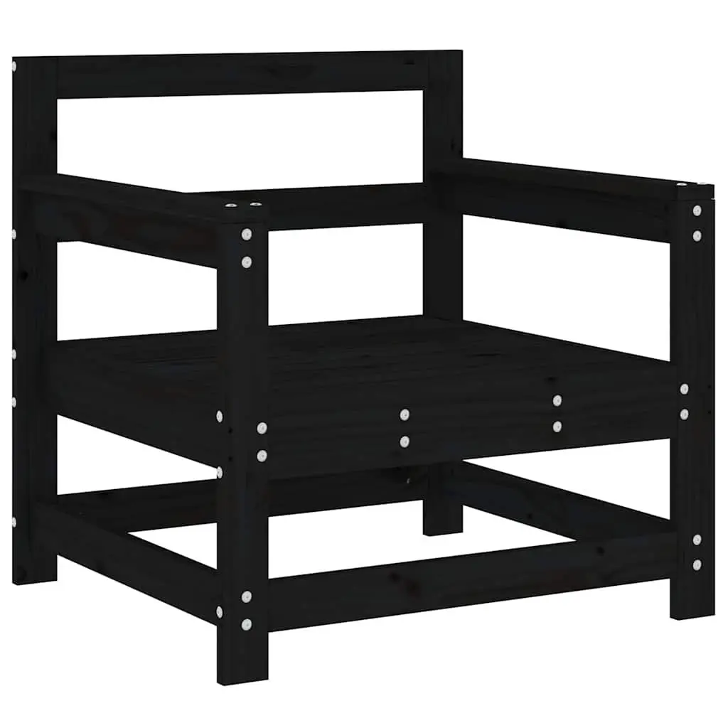 Outdoor Garden Chairs with Cushions 2 Pcs Black Wooden Patio Seating Set