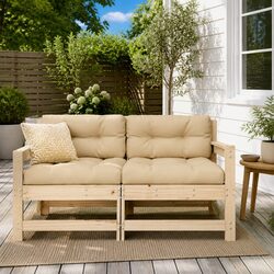 Solid Pine Wood Garden Chair with Cushions for Comfort