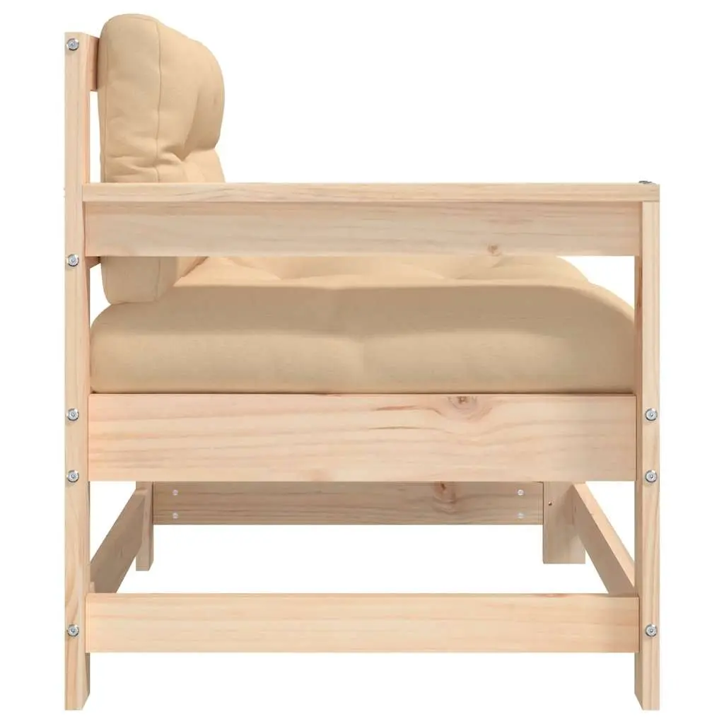 Solid Pine Wood Garden Chair with Cushions for Comfort