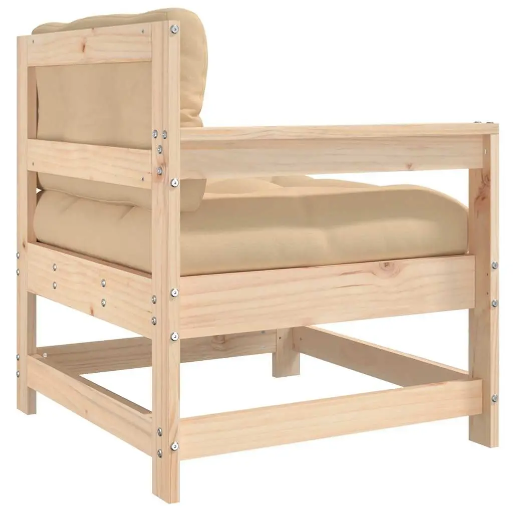 Solid Pine Wood Garden Chair with Cushions for Comfort