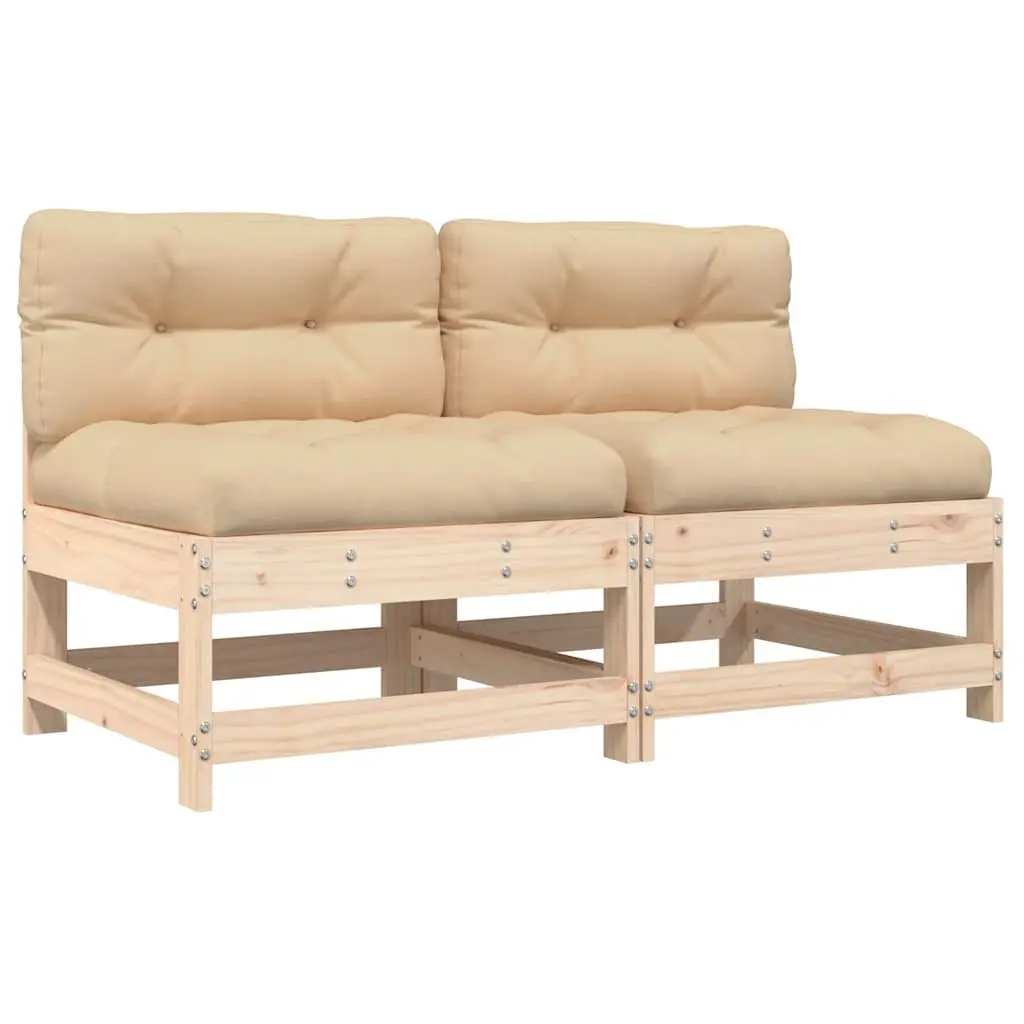 Wooden Modular Middle Sectional Sofa 2pc Set