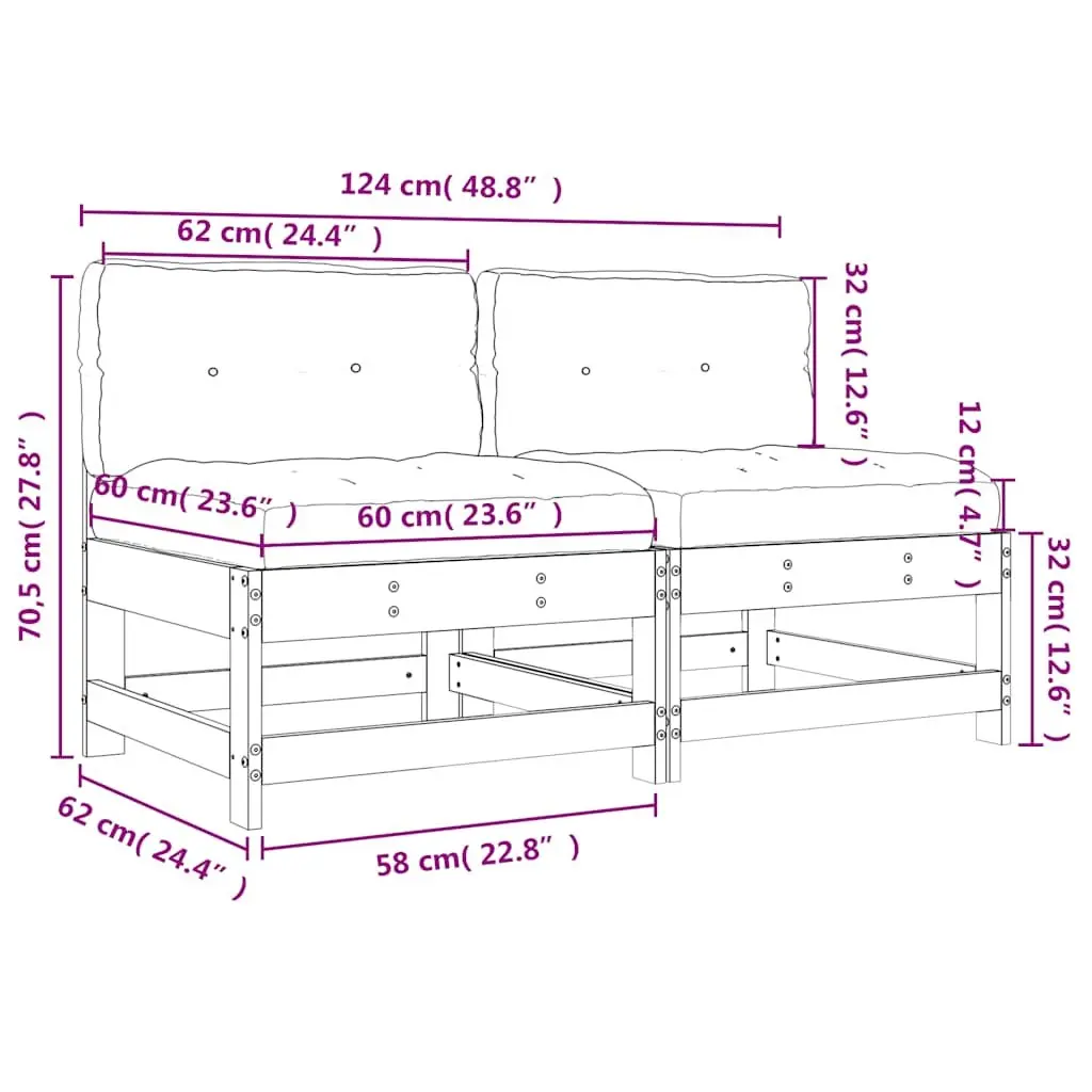 Outdoor Middle Sectional Sofa Set in White Pine