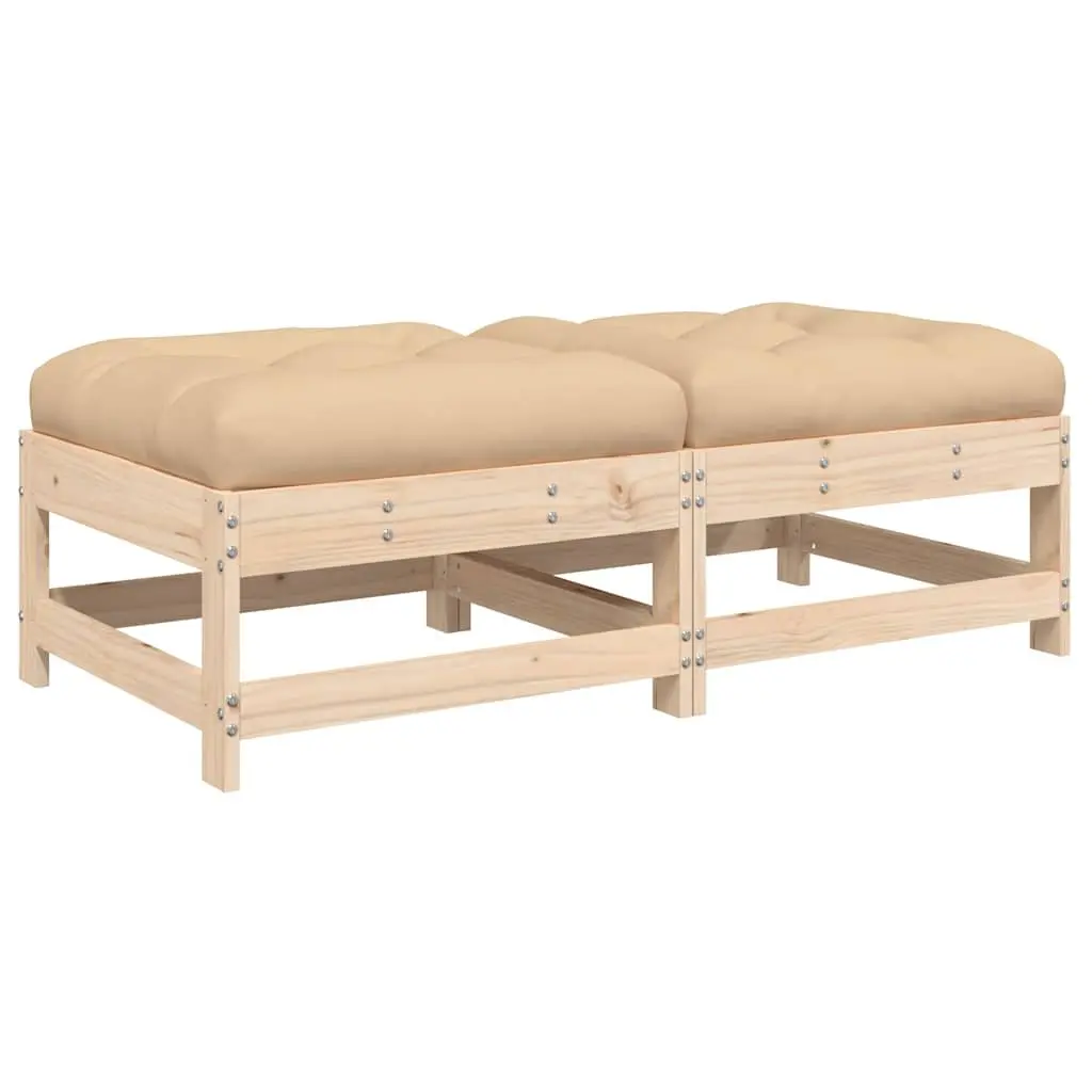 Garden Footstools Solid Pine Wood 2pcs Outdoor Seating Brown